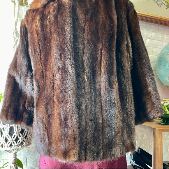Vintage Brown German Kruse Gross Minneapolis High End Brown 100% Mink Fur Coat - Picture 6 of 15